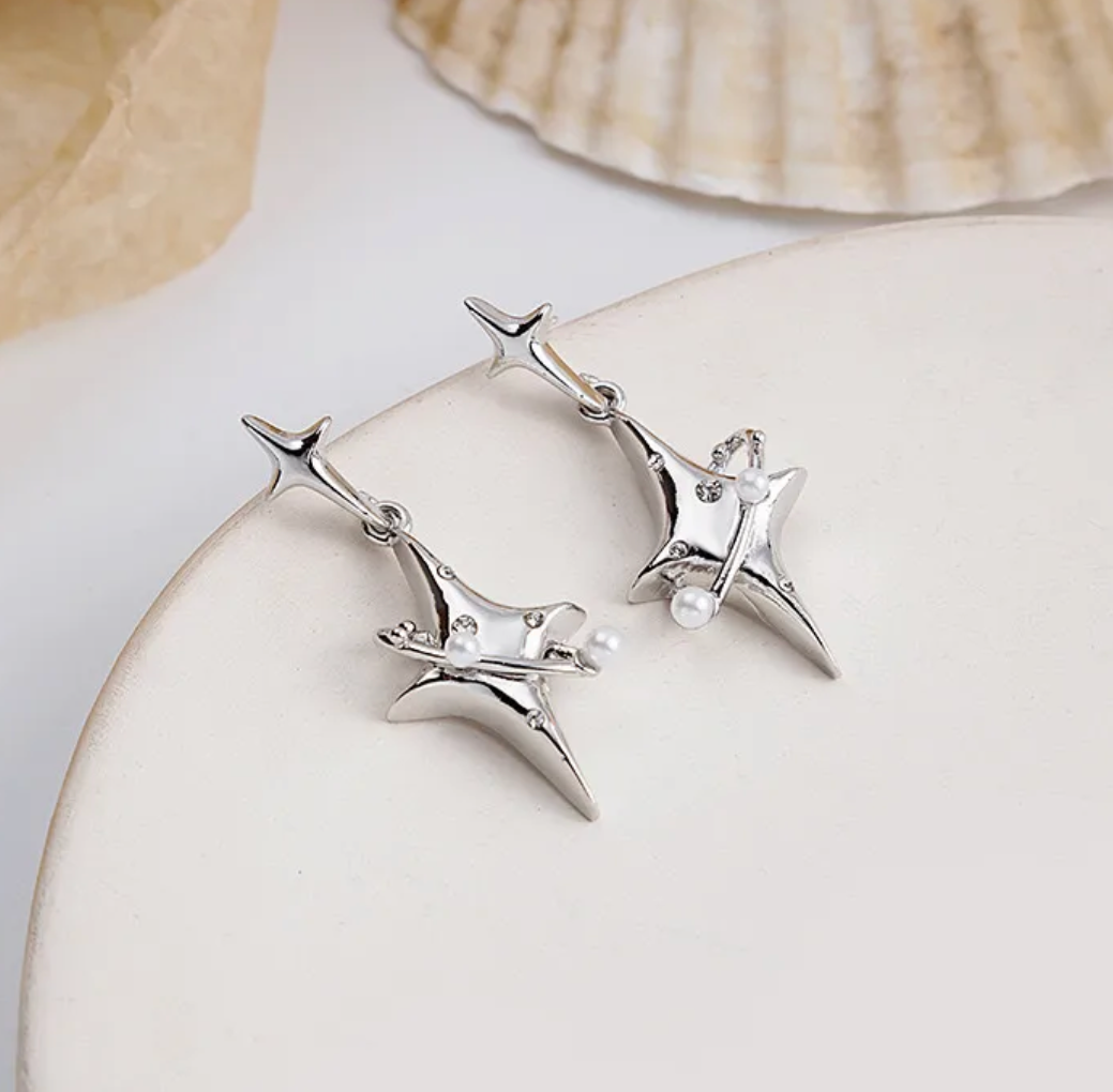 y2k starry pearl drop earrings ๐โจ y2k starry pearl drop earrings ๐โจ